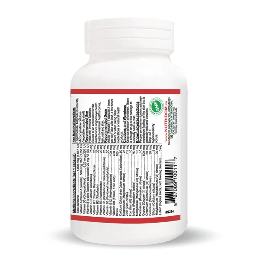 nutridom multi vitamin women -back