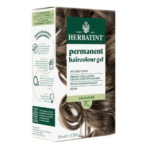 7C Ash Blonde Permanent Haircolour Gel Herbatint 170mL