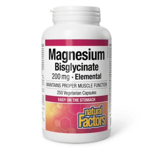 Natural Factors Magnesium Bisglycinate Pure 200 mg 250 Vegecaps